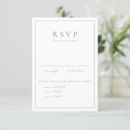 Taupe Simple Typografy Formal Wedding RSVP Karte