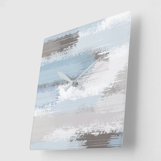 Taupe Slate Abstrakte Pinselstriche Quadratische Wanduhr (Winkel)