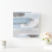 Taupe Slate Abstrakte Pinselstriche Quadratische Wanduhr (Zuhause)