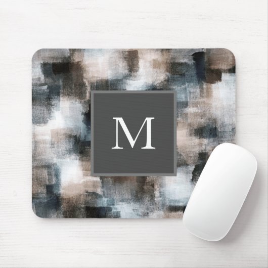 Taupe Slate Brushstrokes Mousepad (Mit Mouse)