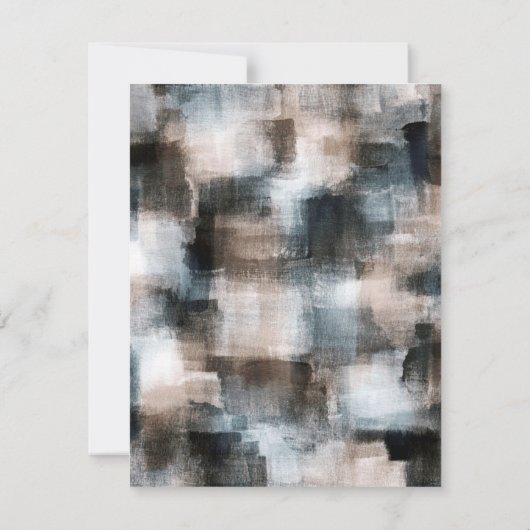 Taupe Slate Pinselstriche Abstrakt Einladung (Rückseite)