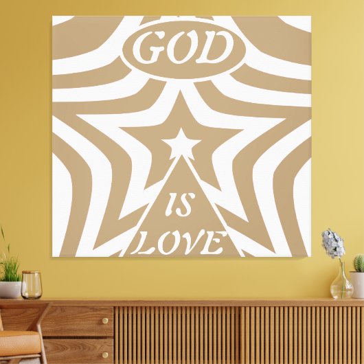 Taupe Star Canvas Print: Neutral "God Is Love"  Leinwanddruck (Insitu (Wohnzimmer))
