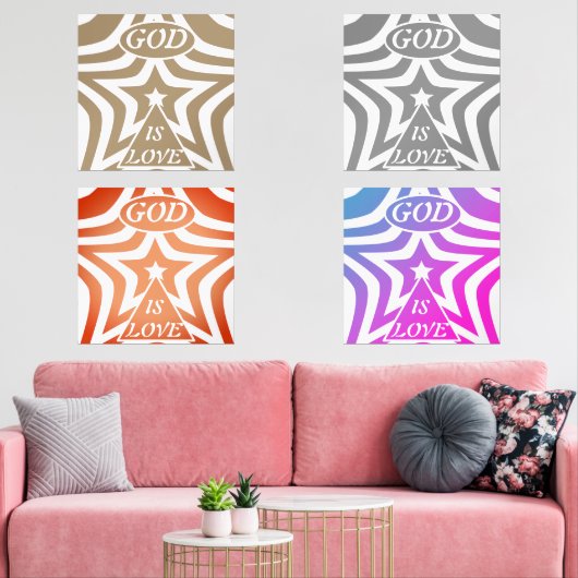 Taupe Star Poster Print - Neutral "God Is Love" Bilderwand Sets (Wohnzimmer)