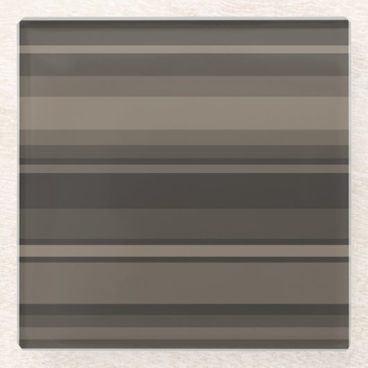 Taupe Streifen Glasuntersetzer (Vorderseite)