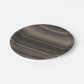 Taupe Streifen Pappteller (Schrägansicht)