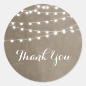 Taupe String Lights Danke Sticker (Vorderseite)