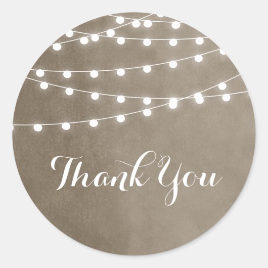 Taupe String Lights Danke Sticker (Vorderseite)