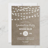 Taupe String Lights Graduation Party Einladung (Vorderseite)