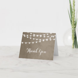 Taupe String Lights Hochzeit Dankeschön Karte