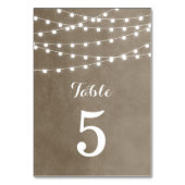 Taupe String Lights Hochzeiten Tischnummern (Rückseite)