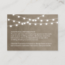 Taupe String Lights Hochzeitkarte Begleitkarte
