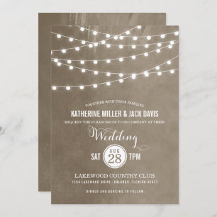 Taupe String Lights Hochzeitseinladung Einladung