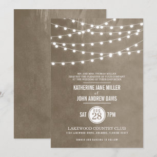 Taupe String Lights Hochzeitseinladung Einladung
