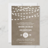 Taupe String Lights Hochzeitseinladung Einladung (Vorderseite)