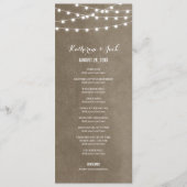 Taupe String Lights Hochzeitsprogramm Programm (Vorderseite)