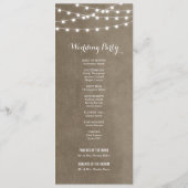 Taupe String Lights Hochzeitsprogramm Programm (Rückseite)