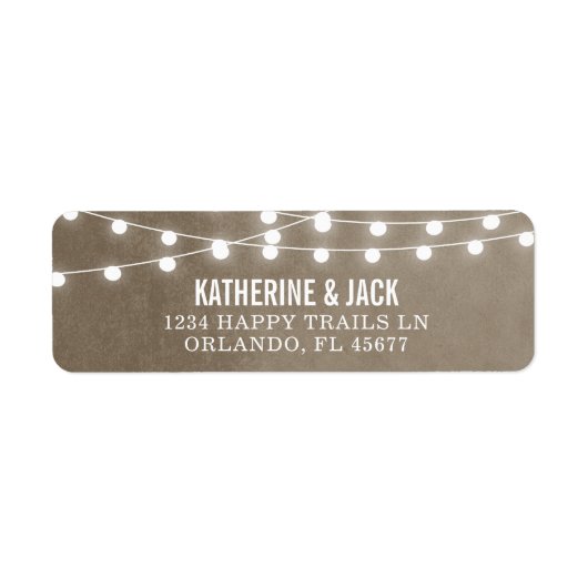 Taupe String Lights Wedding Address Labels (Vorne)
