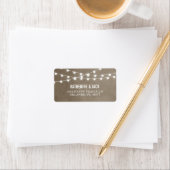 Taupe String Lights Wedding Address Labels Adressaufkleber (Insitu)