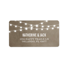 Taupe String Lights Wedding Address Labels Adressaufkleber