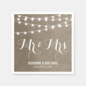 Taupe String Lights Wedding Monogram Serviette (Vorderseite)