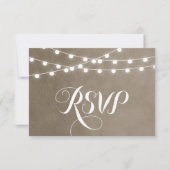 Taupe String Lights Wedding RSVP Card (Vorderseite)
