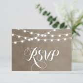 Taupe String Lights Wedding RSVP Card (Stehend Vorderseite)