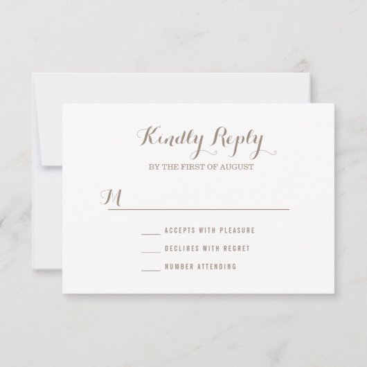 Taupe String Lights Wedding RSVP Card (Rückseite)