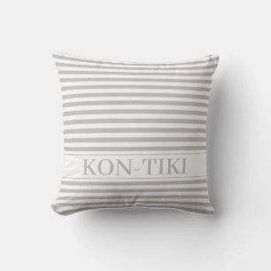 Taupe Stripes Nautical Boat Name. Kissen
