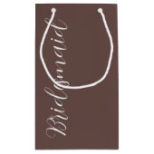Taupe Stylisierte SkriptWedding Bridesmaid Kleine Geschenktüte (Rückseite)