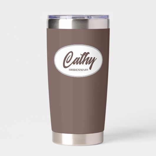 Taupe Stylized Wedding Bridesmaid Thermobecher (Vorderseite)