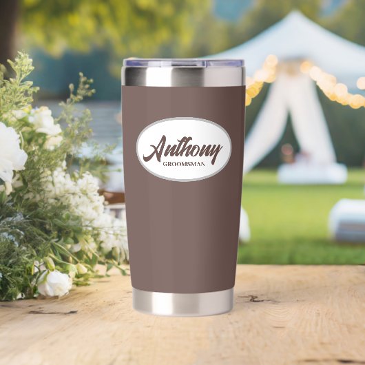 Taupe Stylized Wedding Trauzeuge Thermobecher (Hochzeit (gedreht))