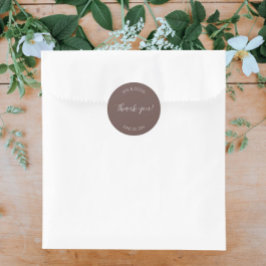 Taupe Stylized Wedding Vielen Dank Runder Aufkleber