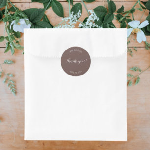 Taupe Stylized Wedding Vielen Dank Runder Aufkleber