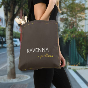 Taupe Subtle Gold Rahmen Luxus Girlboss Name Tasche