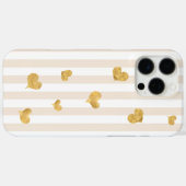 Taupe Tan Beige Stripe Gold Hearts Case-Mate iPhone Hülle (Rückseite (Horizontal))