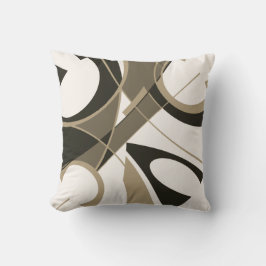 Taupe Tan Black auf Off-White Diagonal Art Abstrak Kissen
