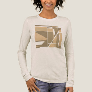 Taupe Tan Geometric Boxen Abstraktes MCM-ähnliches Tri-Blend Shirt
