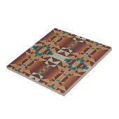 Taupe Terracotta Aquamarin Blue Green Ethnic Stamm Fliese (Seite)