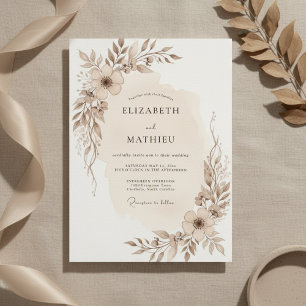 Taupe Überirdische Botanische Hochzeit Einladung