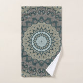 Taupe und Aquamarin Mandala mit Tribal Symmetrie Badhandtuch Set (Handtuch)