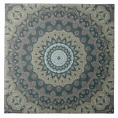 Taupe und Aquamarin Mandala mit Tribal Symmetrie Fliese (Vorderseite)
