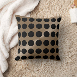 Taupe und Black Big Dots Modernes Muster Kissen
