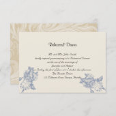 Taupe und Blue Iris Posh Wedding Probe Einladung (Vorne/Hinten)