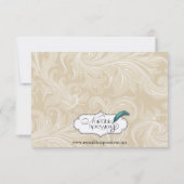 Taupe und Blue Iris Posh Wedding Probe Einladung (Rückseite)