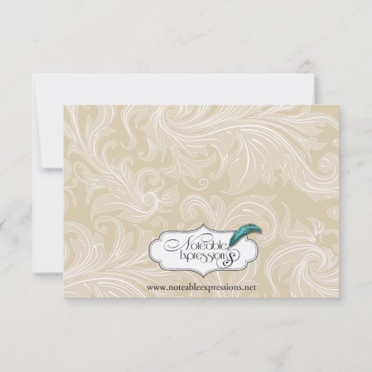 Taupe und Blue Iris Posh Wedding Probe Einladung (Rückseite)