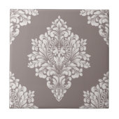 Taupe und Cream Damask Fliese (Vorderseite)