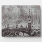 Taupe und Cyan Distressed Skyline Venedig Italien  Fotoplatte (Vorderseite)