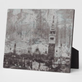 Taupe und Cyan Distressed Skyline Venedig Italien  Fotoplatte (Seite)