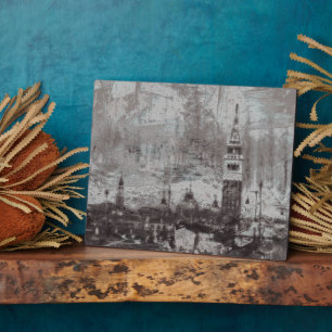 Taupe und Cyan Distressed Skyline Venedig Italien Fotoplatte