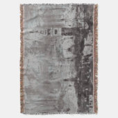 Taupe und Cyan Distressed Skyline Venice Italien Decke (Vorderseite Vertikal)